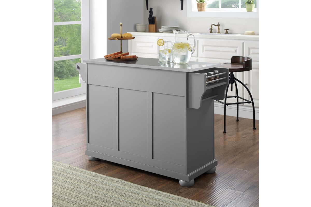 Alexandria Stainless Steel Top Kitchen Island/Cart - Gray