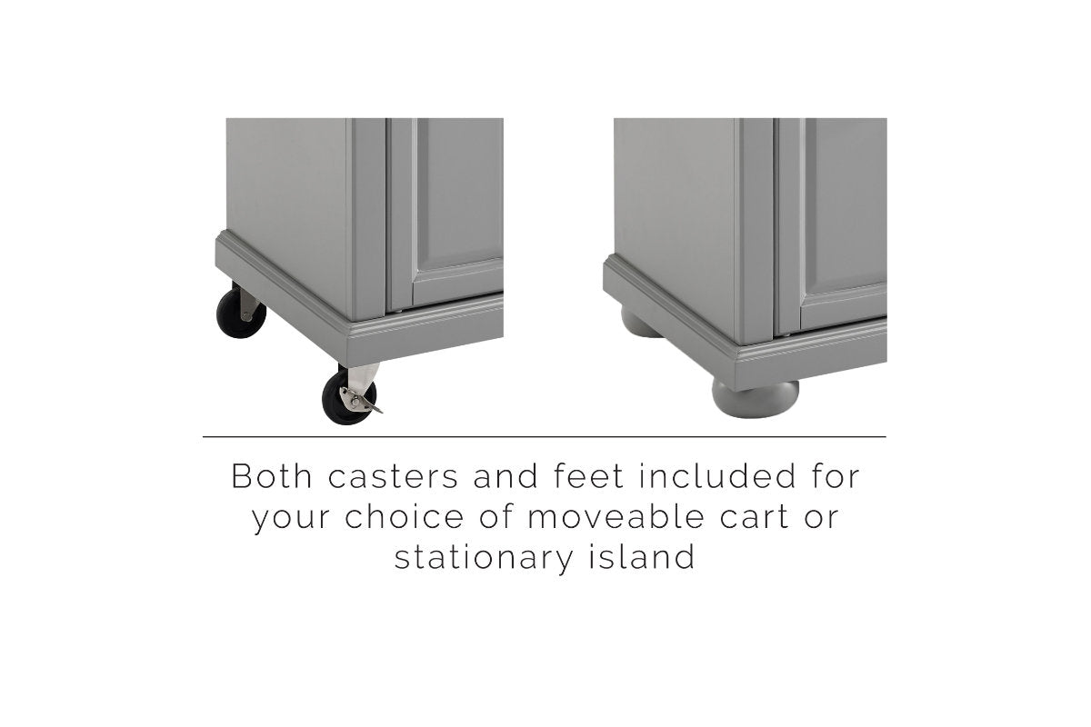 Alexandria Stainless Steel Top Kitchen Island/Cart - Gray