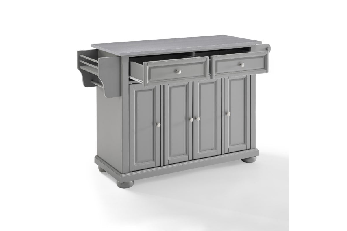 Alexandria Stainless Steel Top Kitchen Island/Cart - Gray