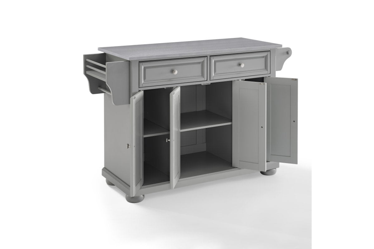 Alexandria Stainless Steel Top Kitchen Island/Cart - Gray