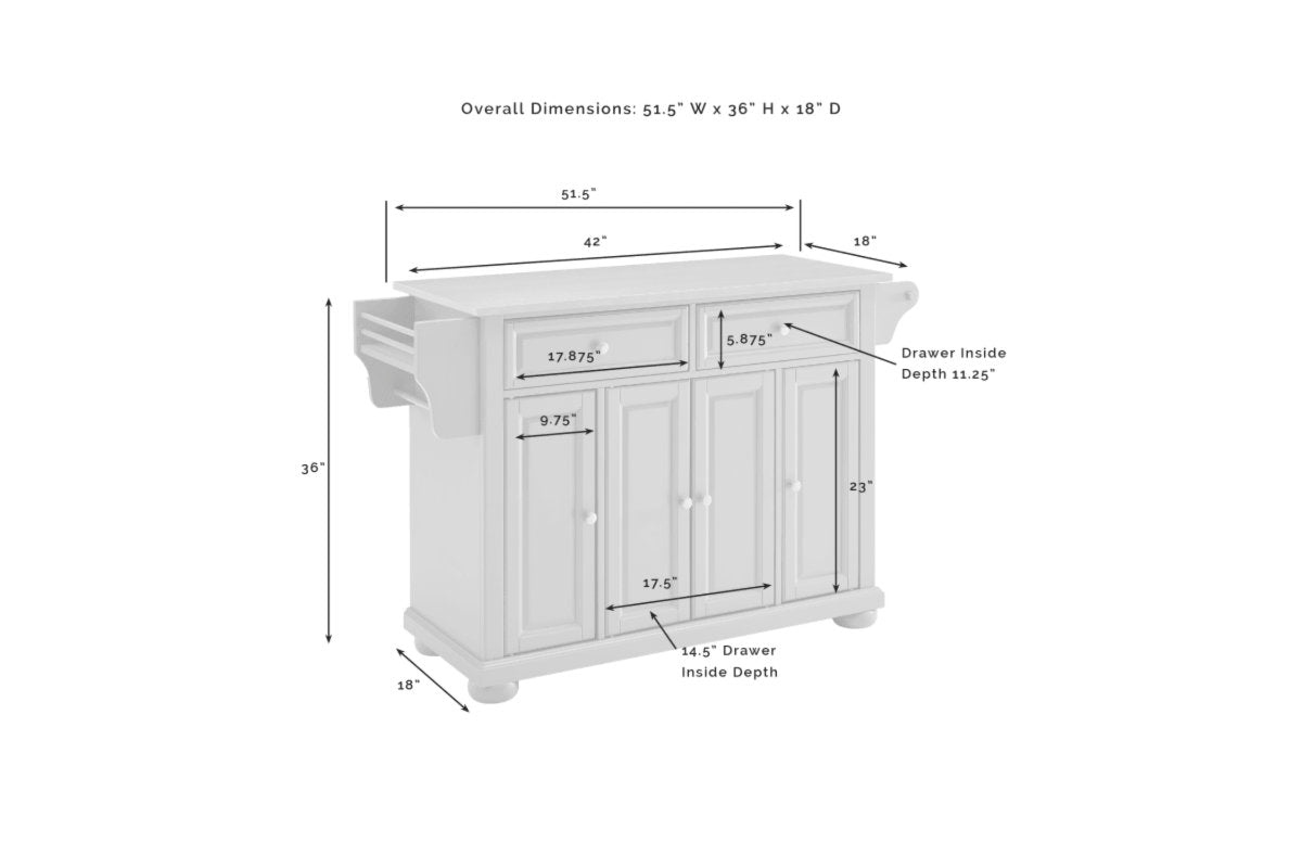 Alexandria Stainless Steel Top Kitchen Island/Cart - Gray