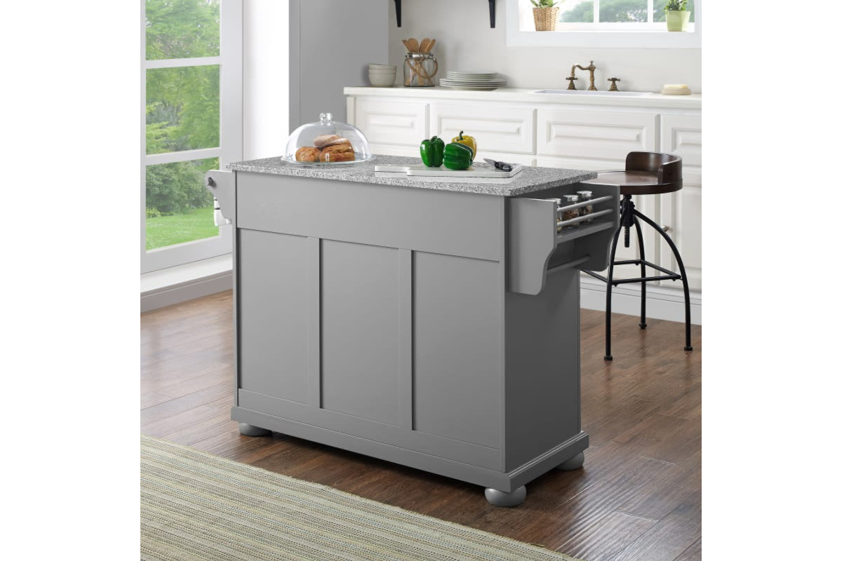 Alexandria Granite Top Kitchen Island/Cart - Gray & Gray Granite