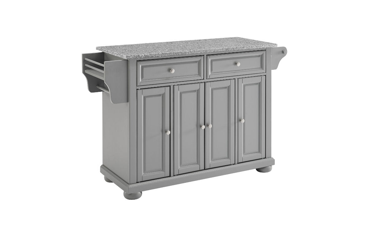 Alexandria Granite Top Kitchen Island/Cart - Gray & Gray Granite