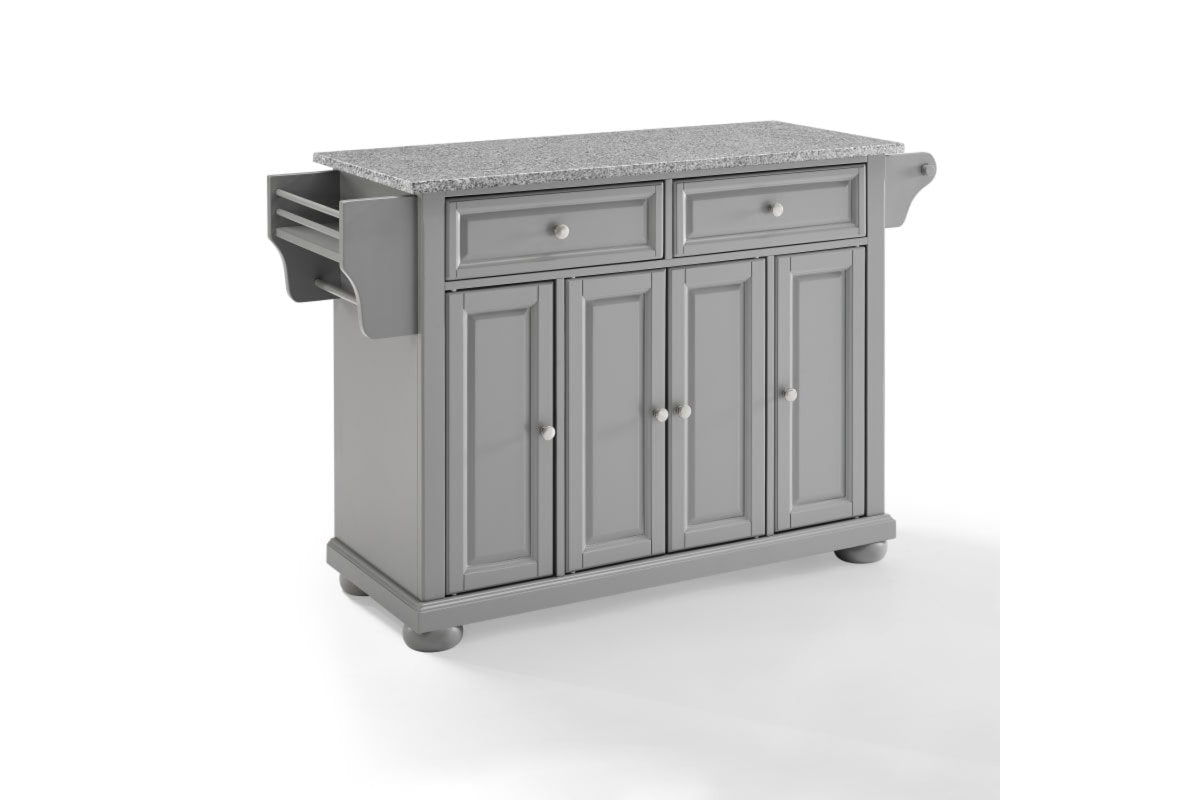 Alexandria Granite Top Kitchen Island/Cart - Gray & Gray Granite