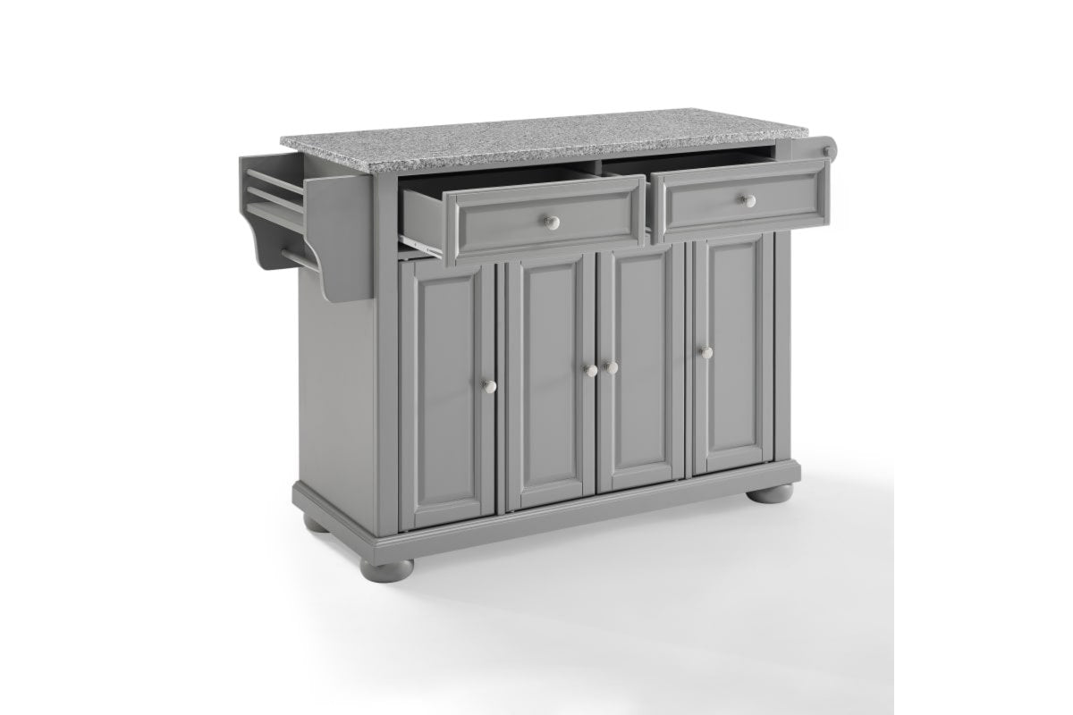 Alexandria Granite Top Kitchen Island/Cart - Gray & Gray Granite