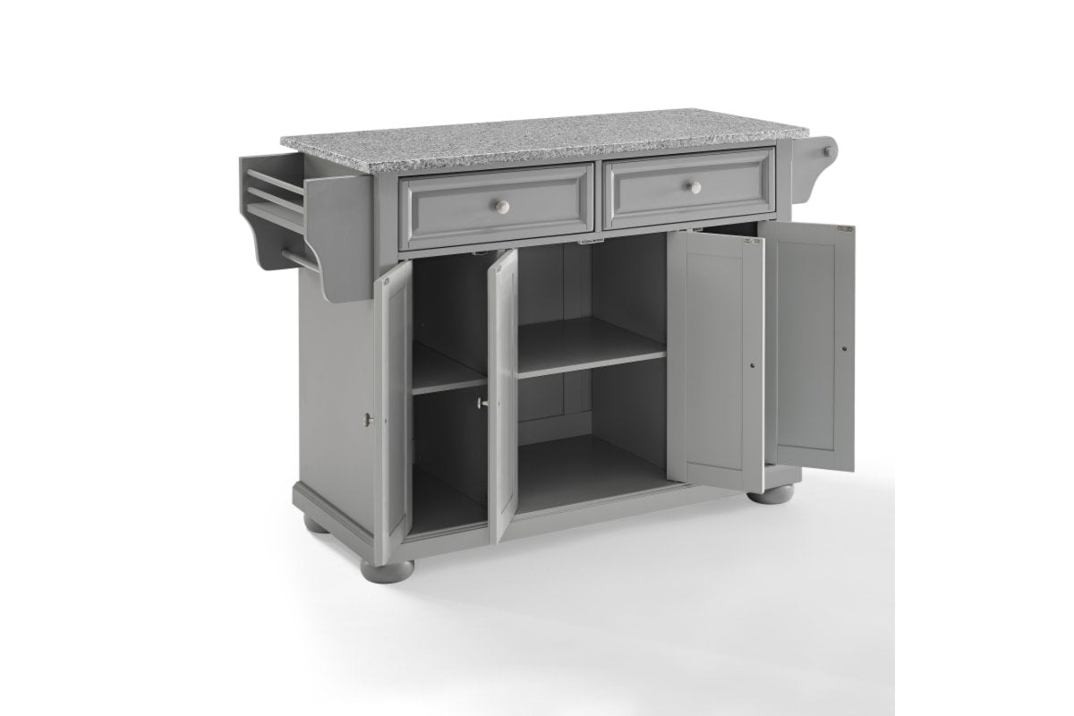 Alexandria Granite Top Kitchen Island/Cart - Gray & Gray Granite