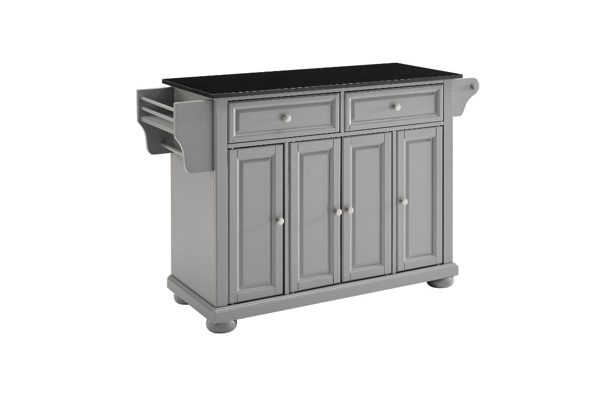 Alexandria Granite Top Kitchen Island/Cart - Gray & Black Granite