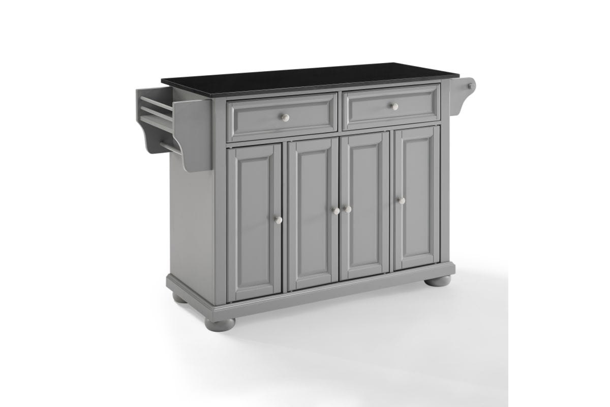 Alexandria Granite Top Kitchen Island/Cart - Gray & Black Granite