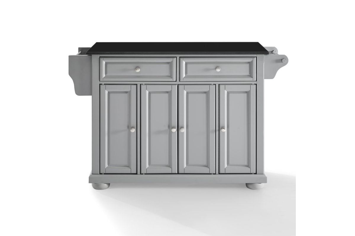 Alexandria Granite Top Kitchen Island/Cart - Gray & Black Granite