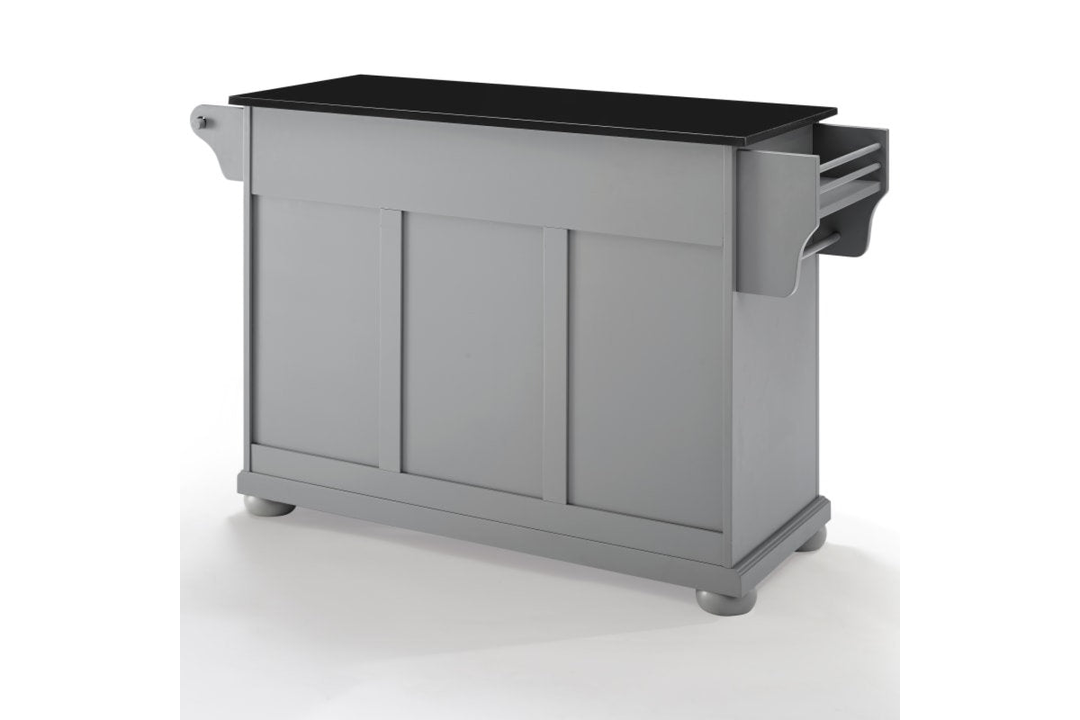 Alexandria Granite Top Kitchen Island/Cart - Gray & Black Granite