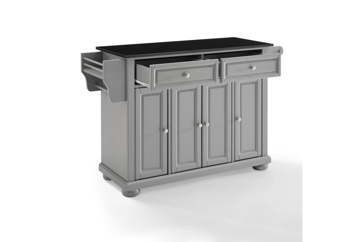 Alexandria Granite Top Kitchen Island/Cart - Gray & Black Granite