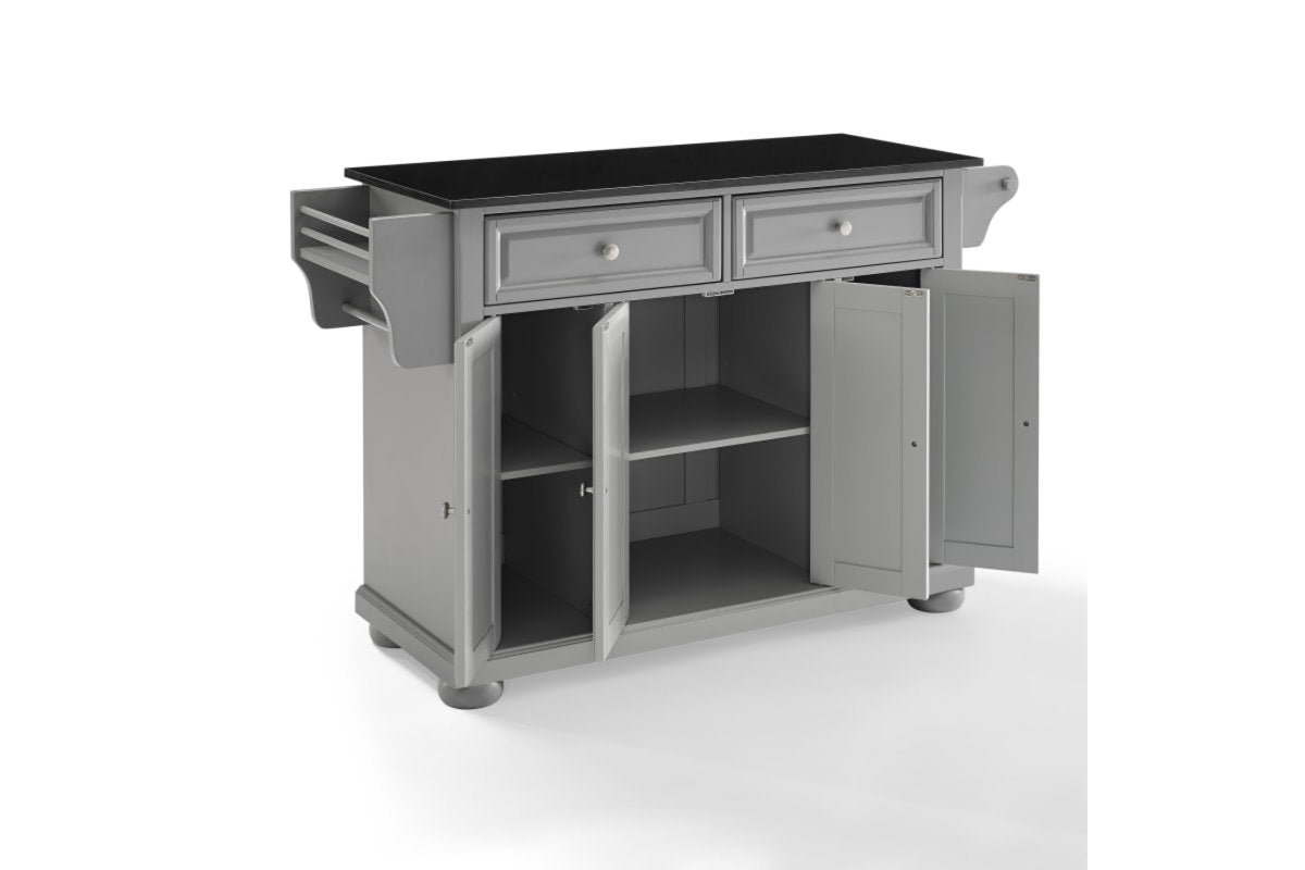 Alexandria Granite Top Kitchen Island/Cart - Gray & Black Granite