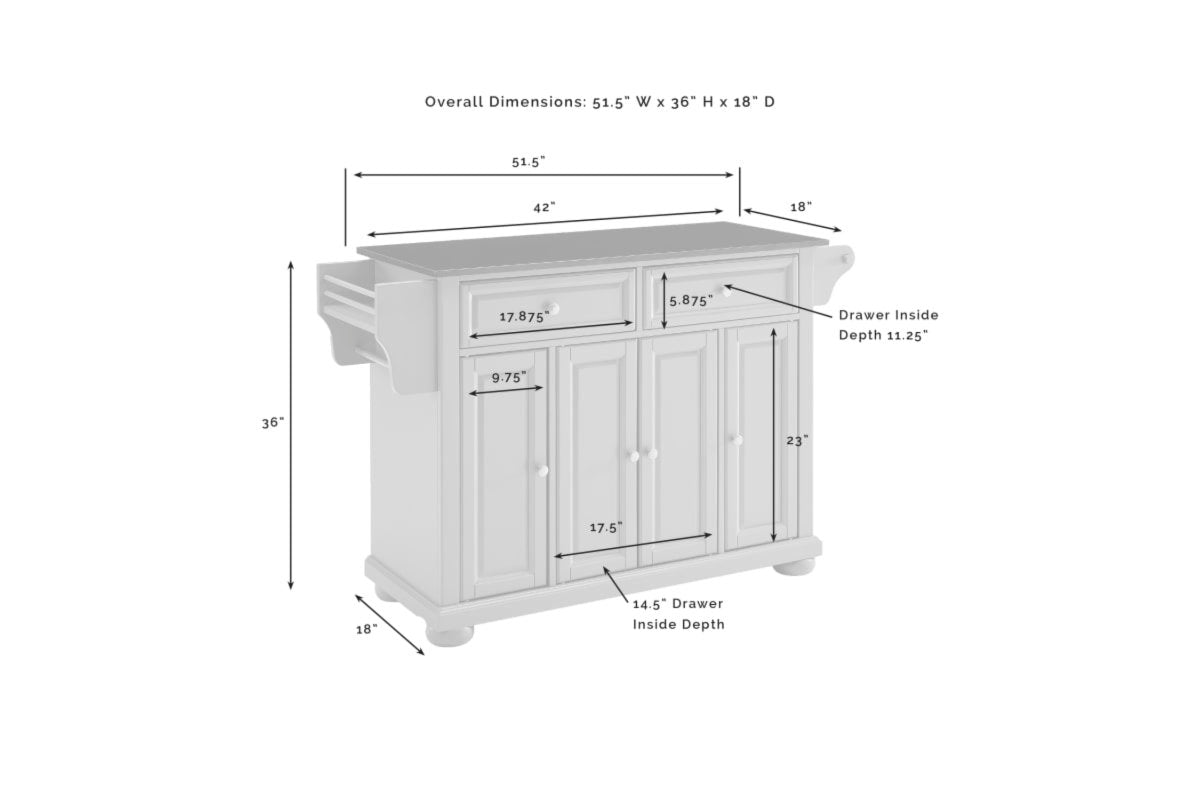 Alexandria Granite Top Kitchen Island/Cart - Gray & Black Granite