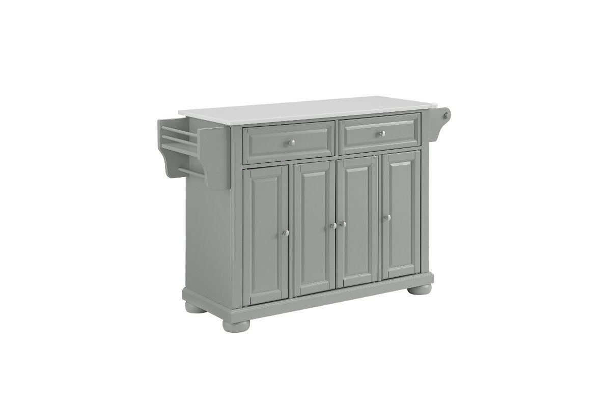 Alexandria Granite Top Kitchen Island/Cart - Gray & White Granite