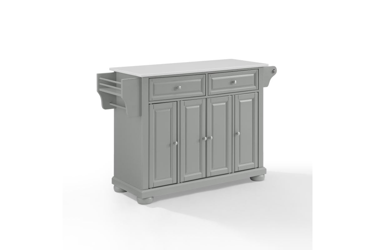 Alexandria Granite Top Kitchen Island/Cart - Gray & White Granite