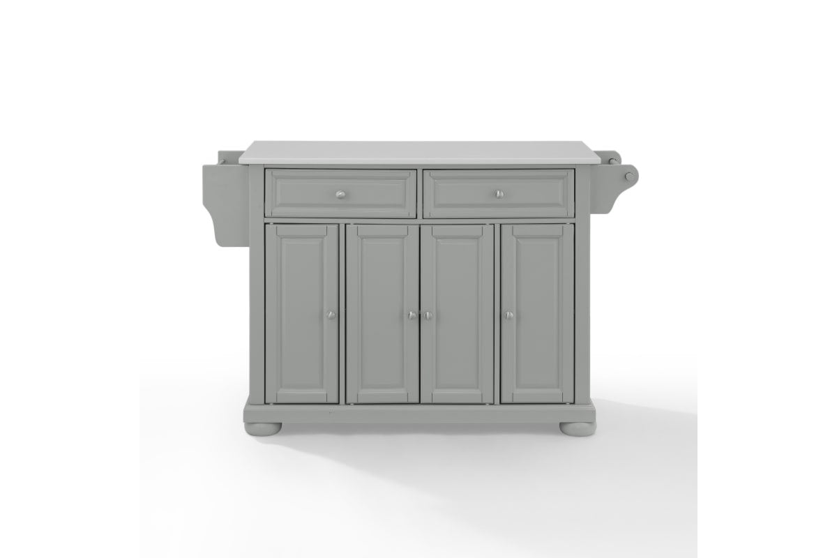 Alexandria Granite Top Kitchen Island/Cart - Gray & White Granite