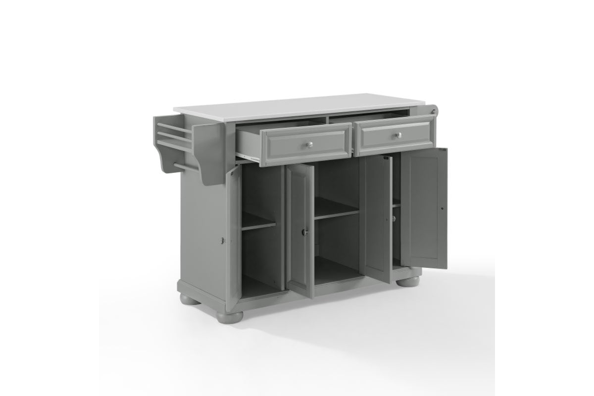 Alexandria Granite Top Kitchen Island/Cart - Gray & White Granite