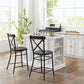 Seaside Island W/ Camille Counter Stools - Distressed White & Gray Granite