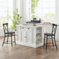 Seaside Island W/ Camille Counter Stools - Distressed White & Gray Granite