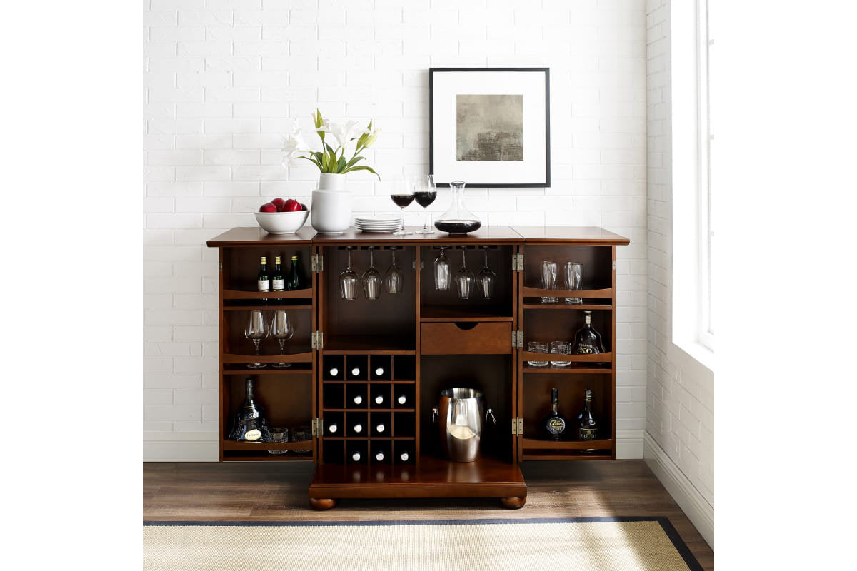 Alexandria Expandable Bar Cabinet - Mahogany