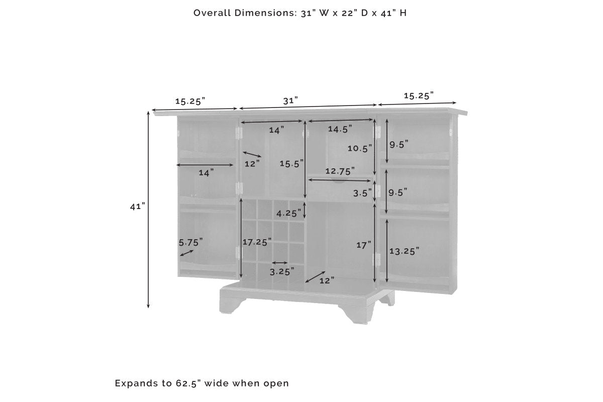 Lafayette Expandable Bar Cabinet - Mahogany