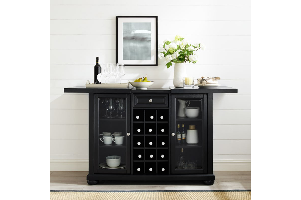 Alexandria Sliding Top Bar Cabinet - Black