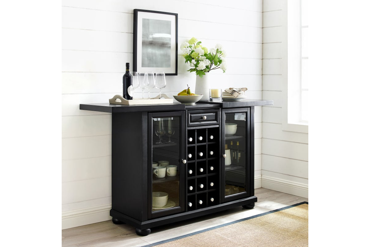 Alexandria Sliding Top Bar Cabinet - Black