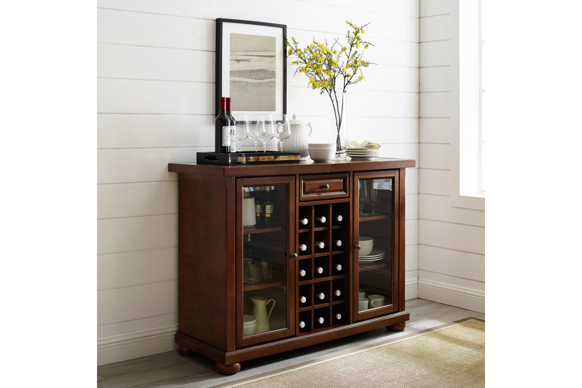 Alexandria Sliding Top Bar Cabinet - Mahogany