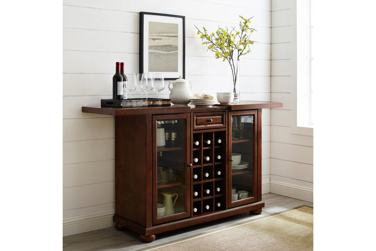 Alexandria Sliding Top Bar Cabinet - Mahogany