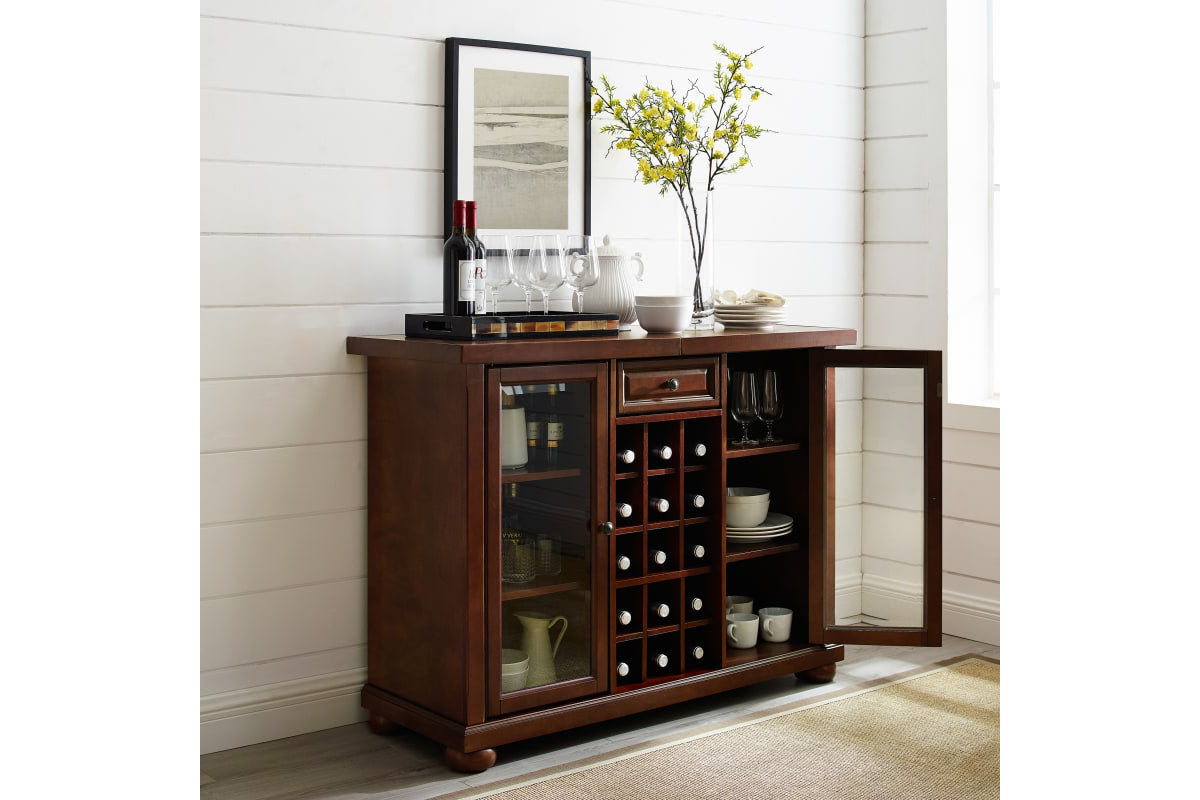 Alexandria Sliding Top Bar Cabinet - Mahogany