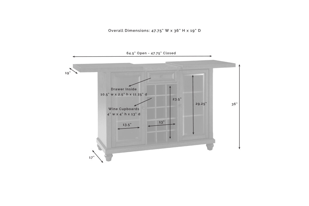 Cambridge Sliding Top Bar Cabinet - Mahogany