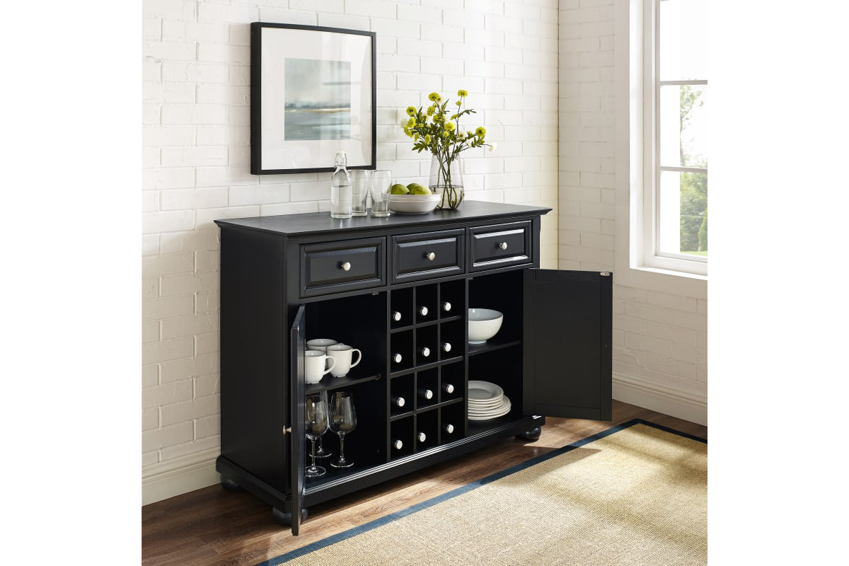 Alexandria Sideboard Cabinet W/Wine Storage - Black