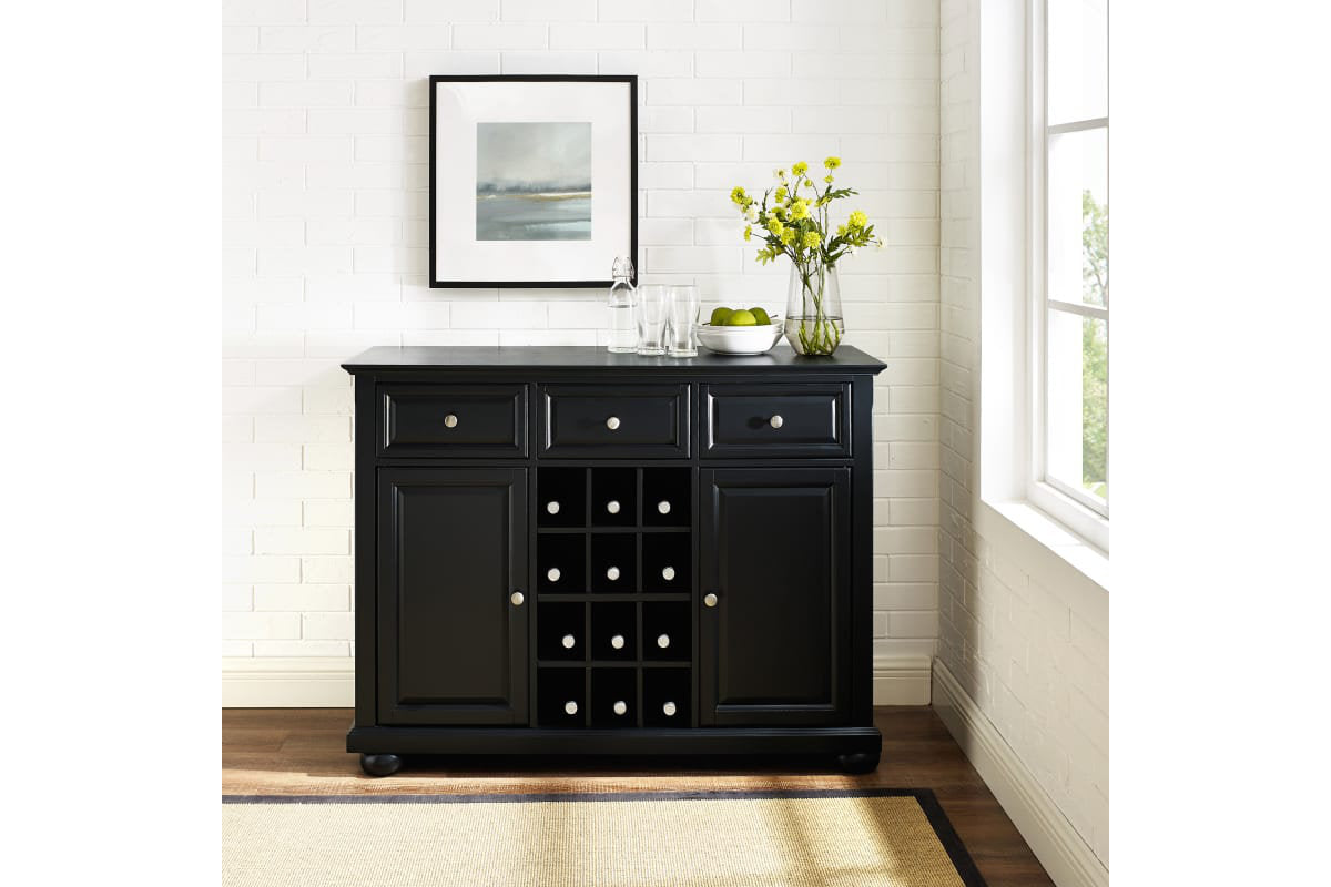 Alexandria Sideboard Cabinet W/Wine Storage - Black