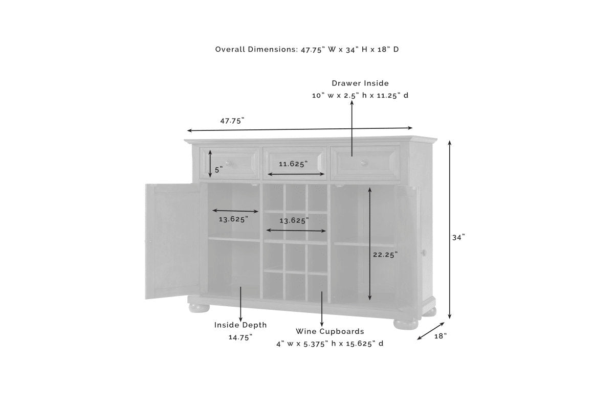 Alexandria Sideboard Cabinet W/Wine Storage - Cherry