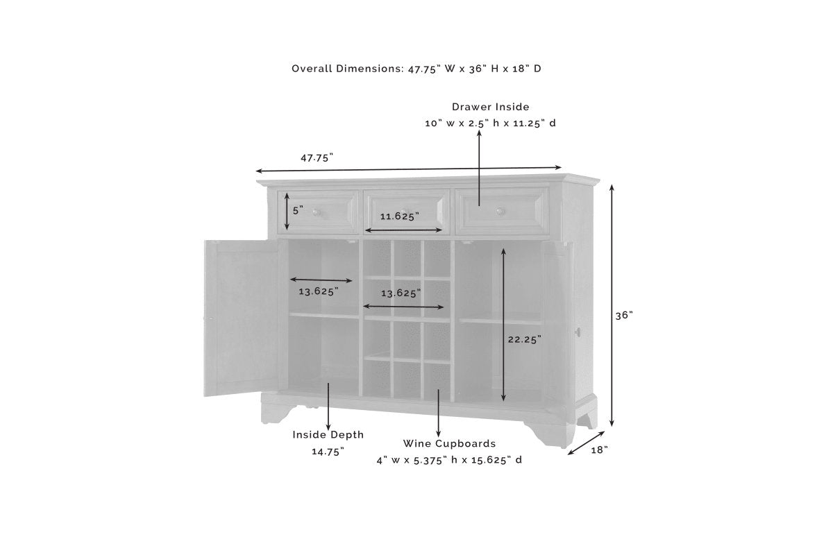 Lafayette Sideboard Cabinet W/Wine Storage - Cherry