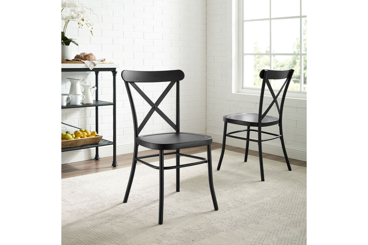 Camille 2Pc Metal Chair Set - Matte Black