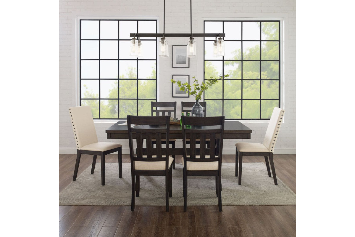 Hayden 7Pc Dining Set W/Slat back and Upholstered Chairs - Slate