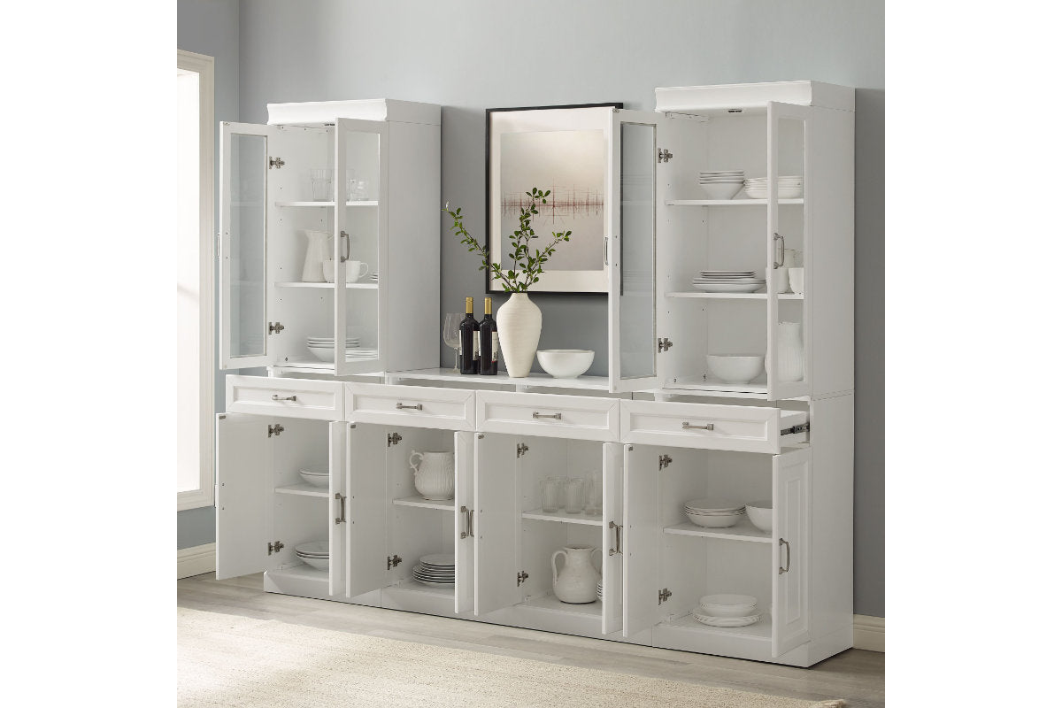 Stanton 3Pc Sideboard And Glass Door Pantry Set - White