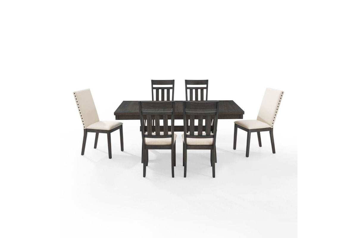 Hayden 7Pc Dining Set W/Slat back and Upholstered Chairs - Slate