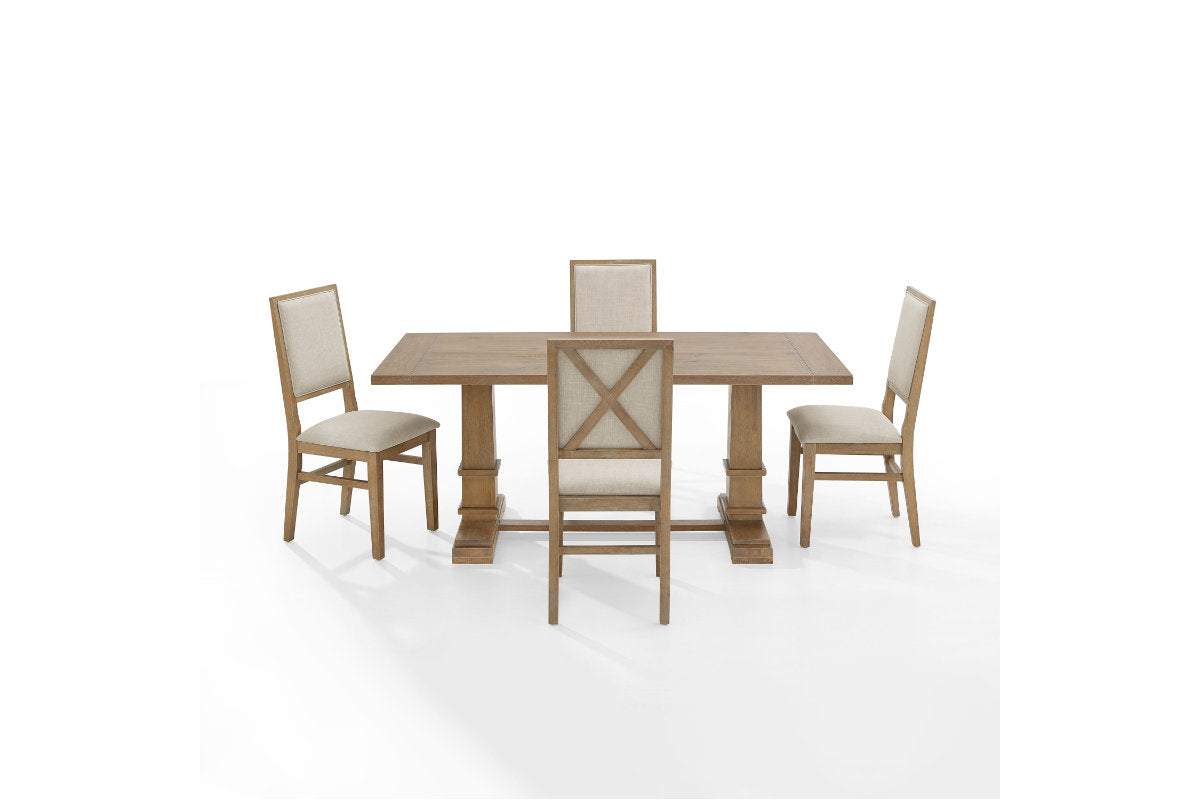 Joanna 5Pc Dining Set W/Upholstered Back Chairs - Rustic Brown