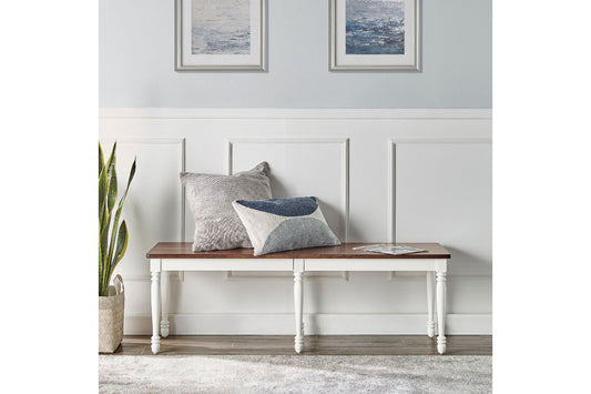 Shelby Dining Bench - Distressed White