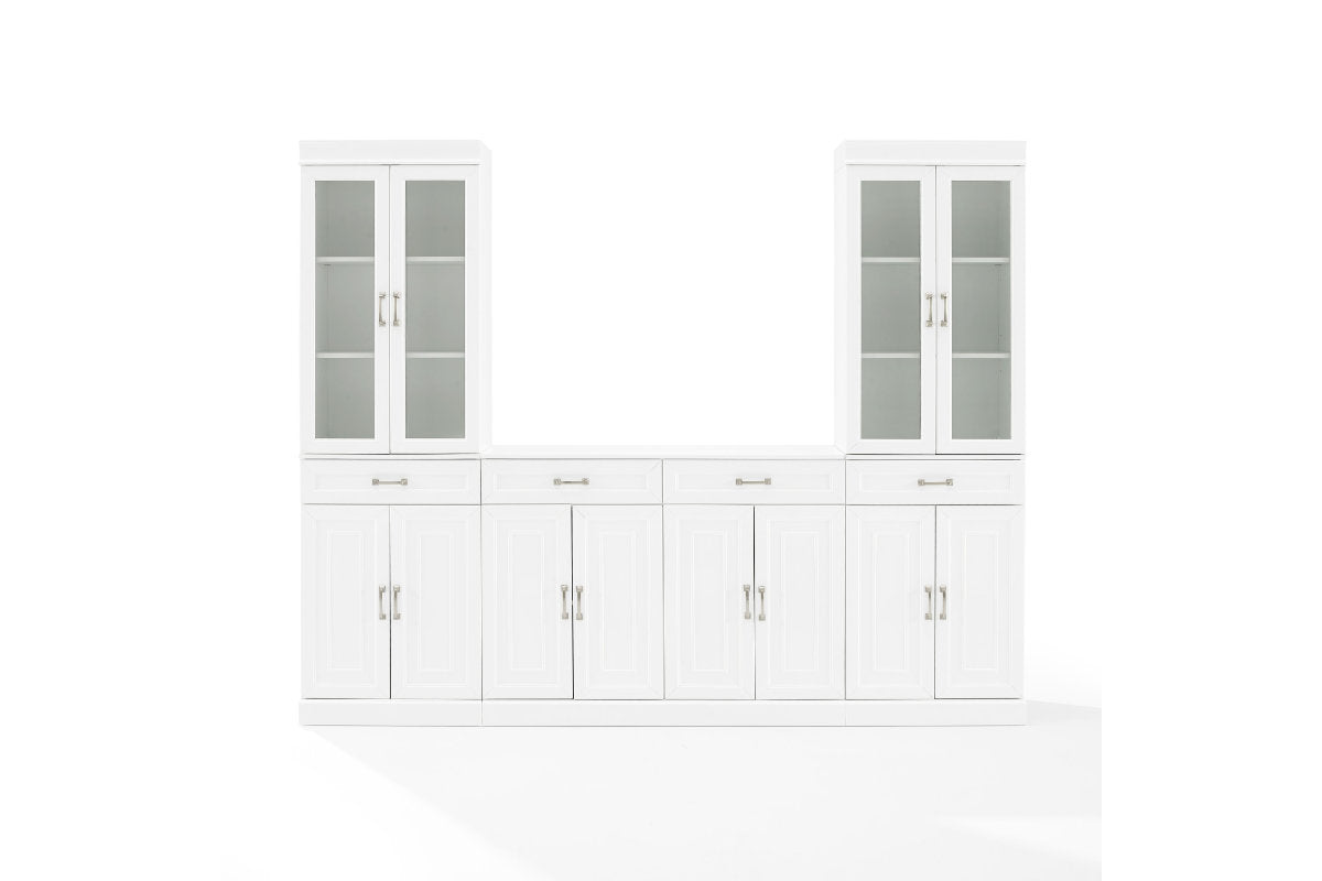 Stanton 3Pc Sideboard And Glass Door Pantry Set - White