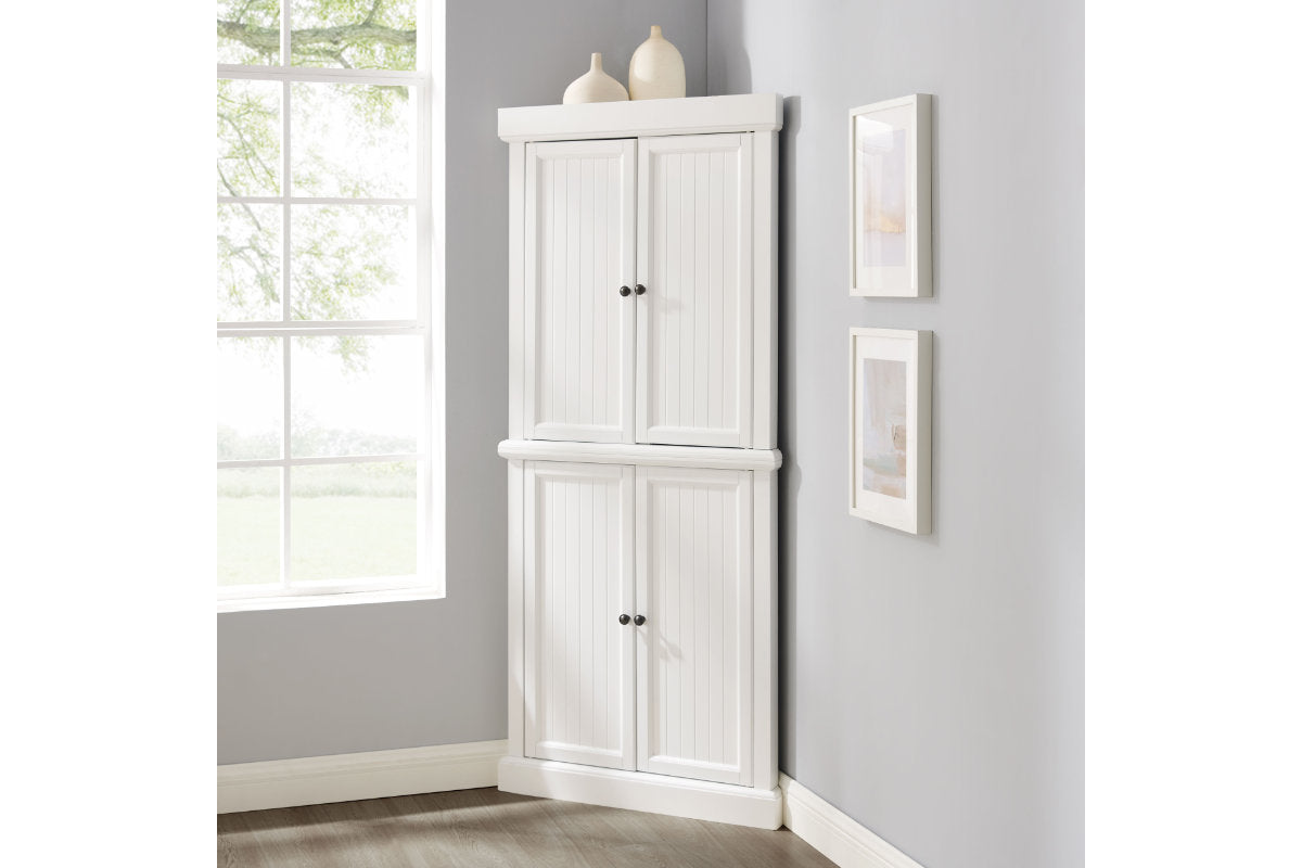 Shoreline Tall Corner Pantry - White