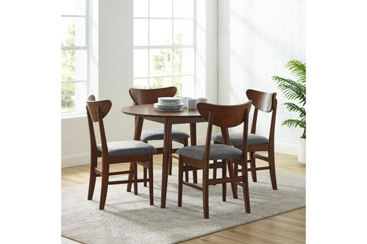 Landon 5Pc Round Dining Set W/Wood Back Chairs - Mahogany