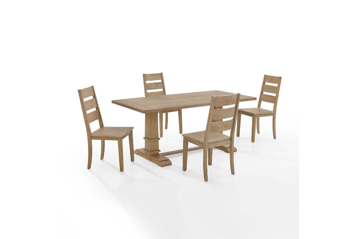 Joanna 5Pc Dining Set W/Ladder Back Chairs - Rustic Brown