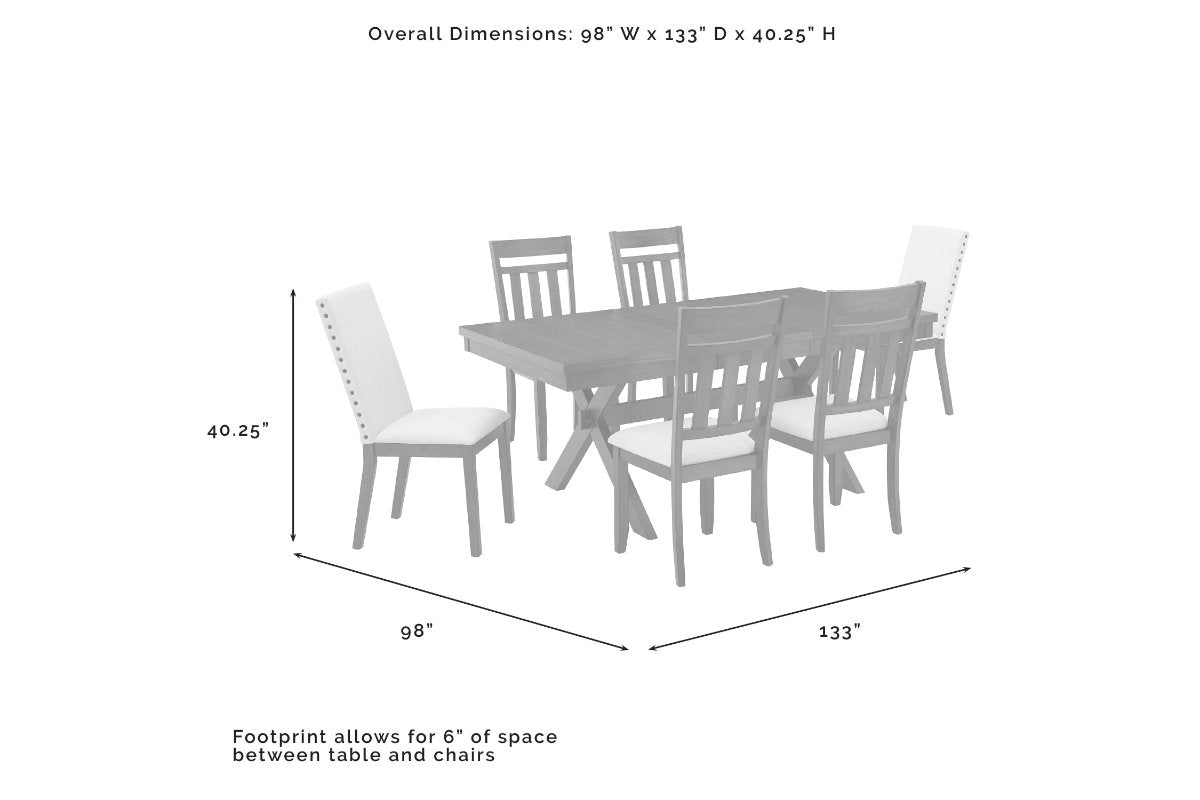 Hayden 7Pc Dining Set W/Slat back and Upholstered Chairs - Slate