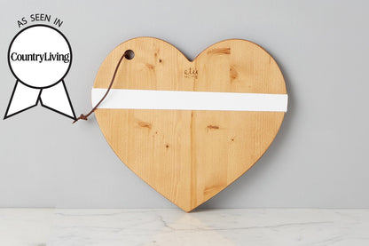 Charcuterie board, natural mod heart, small.