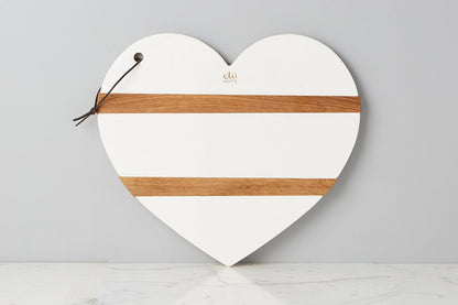 Charcuterie board with kitchen candle, white mod heart, large.