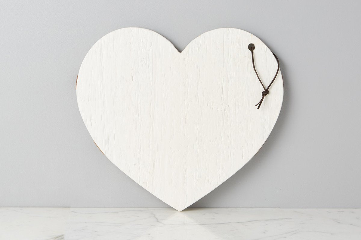 White Mod Heart Charcuterie Board, Large + Kitchen Candle