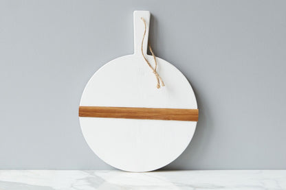 Charcuterie board, white round mod, small.